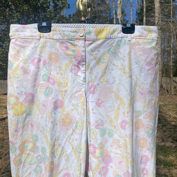 Talbots Perfect Crop 60's Pastel Floral Slacks - Picture 3 of 8